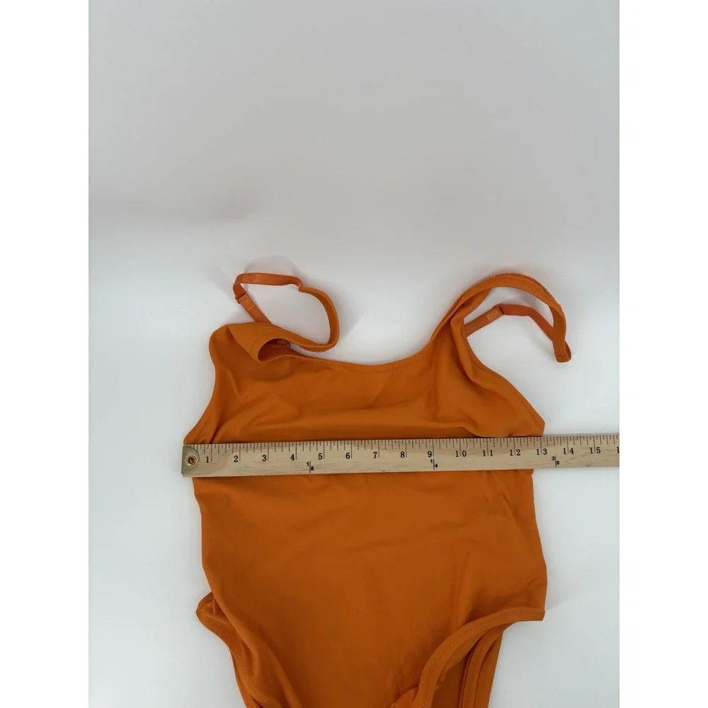 NWT SKIMS Signature Swim Scoop Neck One Piece Swimsuit Sz L Tangerine